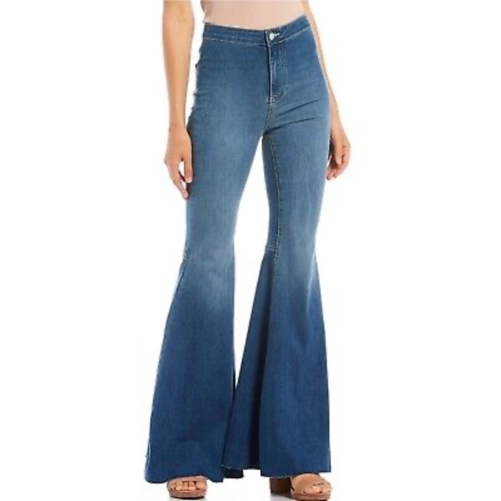 Free People Blue Flare & Wide Leg Jeans